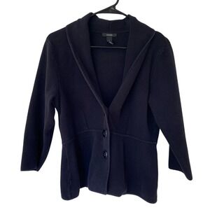 Alfani Women's Black Jacket Sweater Knit Blazer SZ L‎ Work Wear Elegant